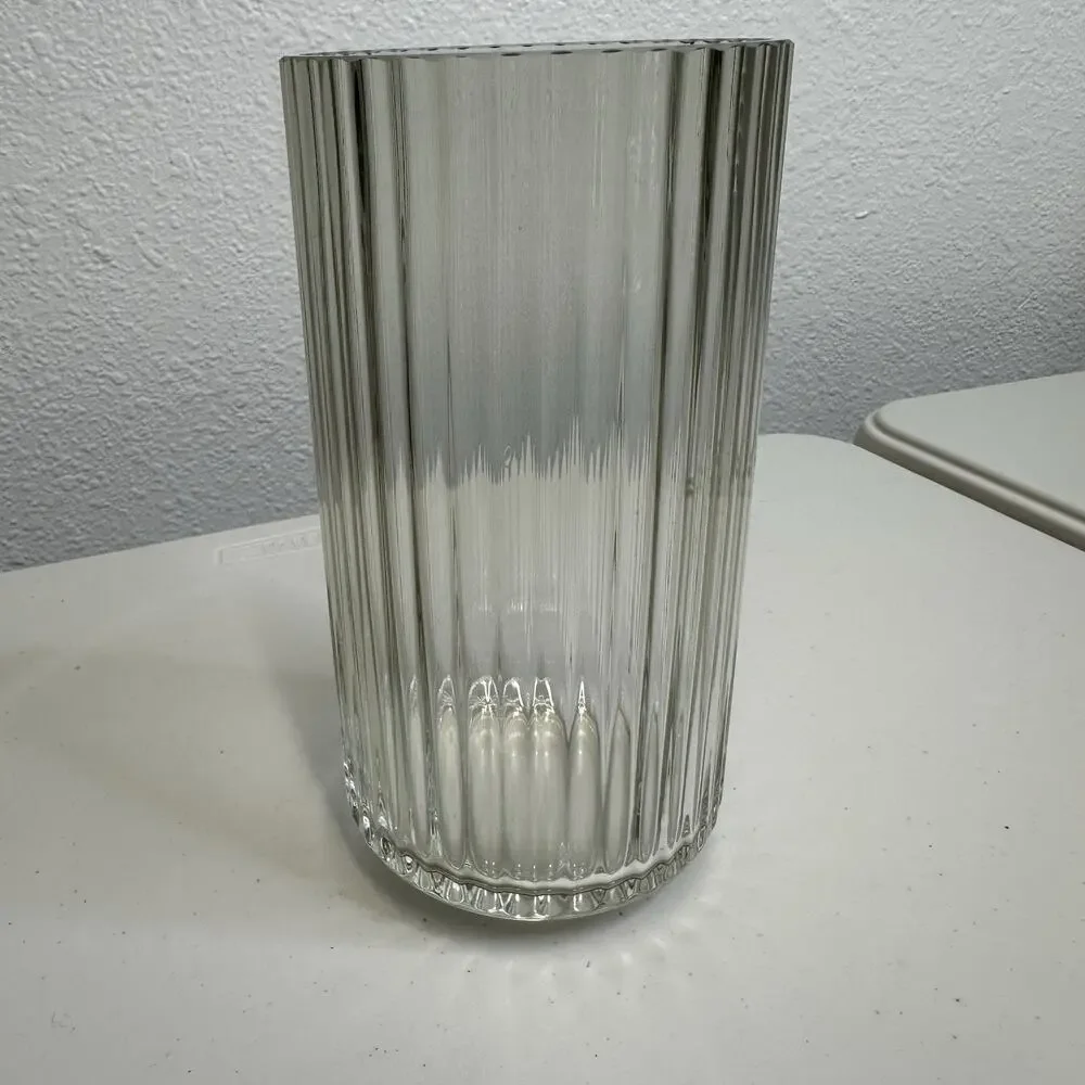 Lyngby Danmark Glass Vase Transparent Smoke 20 cm Mouth Blown Porcelain
